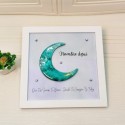 Cuadro de Arte Fluido en Forma de Luna Verde Personalizado