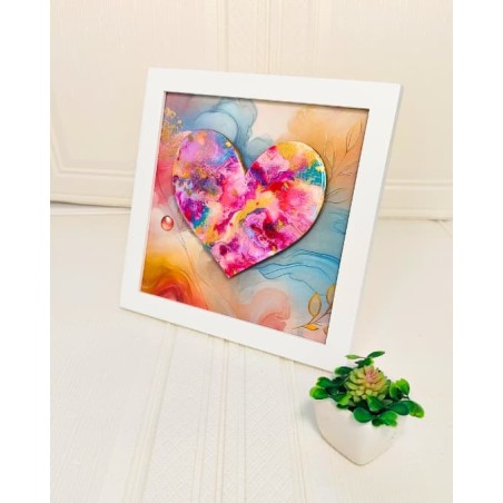 Cuadro de Arte Fluido en Forma de Corazón Personalizado
