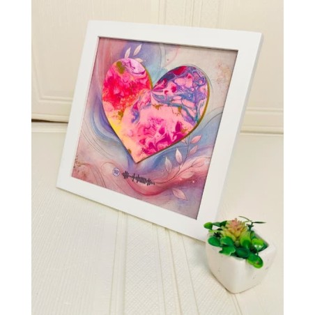 Cuadro de Arte Fluido en Forma de Corazón Personalizado