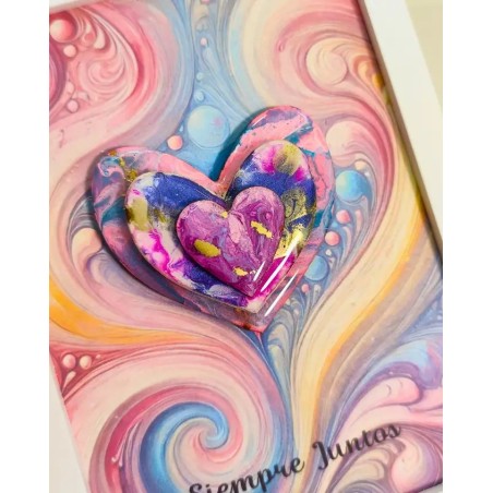 Cuadro de Arte Fluido en Forma de Corazón Personalizado