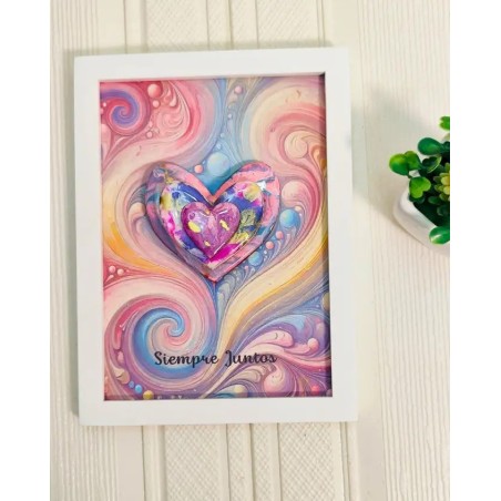 Cuadro de Arte Fluido en Forma de Corazón Personalizado