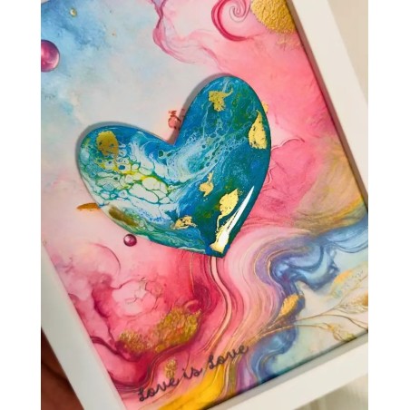 Cuadro de Arte Fluido en Forma de Corazón Personalizado