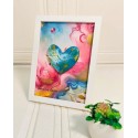 Cuadro de Arte Fluido en Forma de Corazón Personalizado