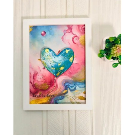 Cuadro de Arte Fluido en Forma de Corazón Personalizado