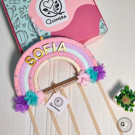Arcoiris Decorativo Porta Ganchos de Pelo - personalizable con nombre