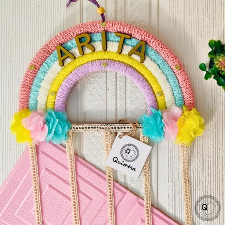 Arcoiris Decorativo Porta Ganchos de Pelo - personalizable con nombre