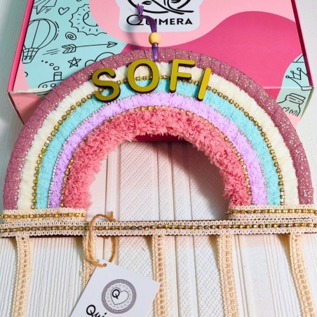 Arcoiris Decorativo Porta Ganchos de Pelo - personalizable con nombre