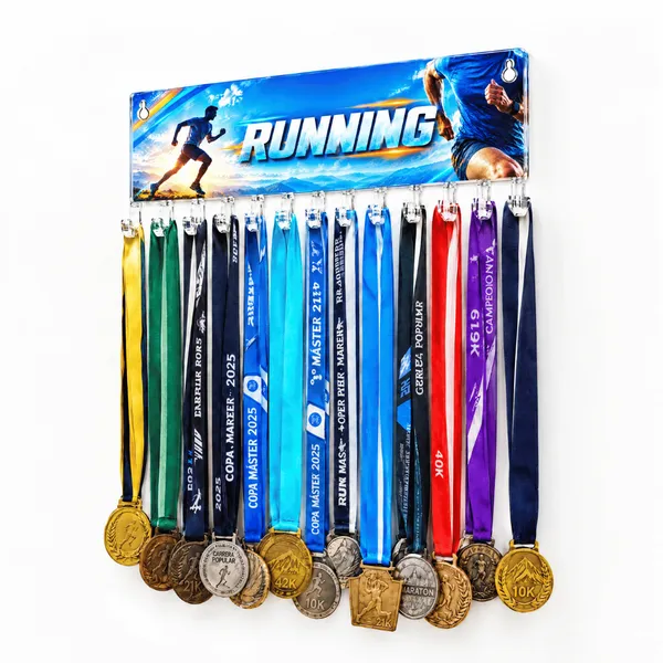 Medallero Running Hombre - Colgador Porta Medallas de 36 x 16 cm - Hasta 30 Medallas
