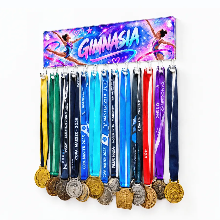 Medallero Gimnasia Niñas - Colgador Porta Medallas de 36 x 14 cm - Hasta 30 Medallas