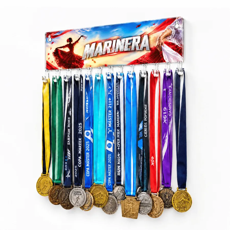 Medallero Marinera Mujer - Colgador Porta Medallas de 36 x 14 cm - Hasta 30 Medallas