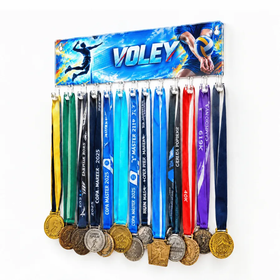 Medallero Voley Hombre - Colgador Porta Medallas de 36 x 16 cm - Hasta 30 Medallas