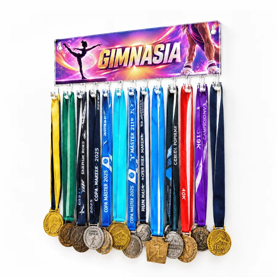 Medallero Gimnasia - Colgador Porta Medallas de 36 x 14 cm - Hasta 30 Medallas