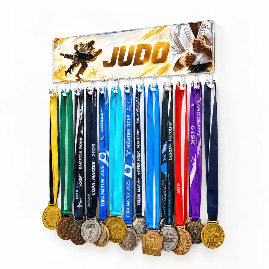 Medallero Judo Hombre - Colgador Porta Medallas de 36 x 16 cm - Hasta 30 Medallas