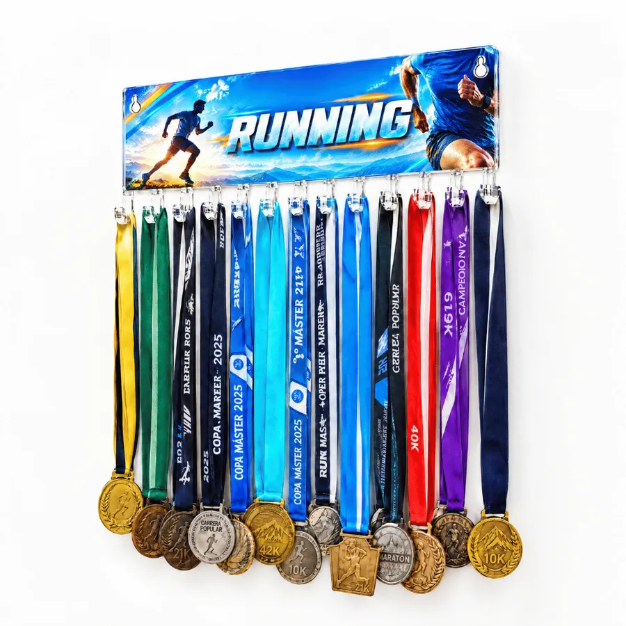Medallero Running Hombre - Colgador Porta Medallas de 36 x 16 cm - Hasta 30 Medallas