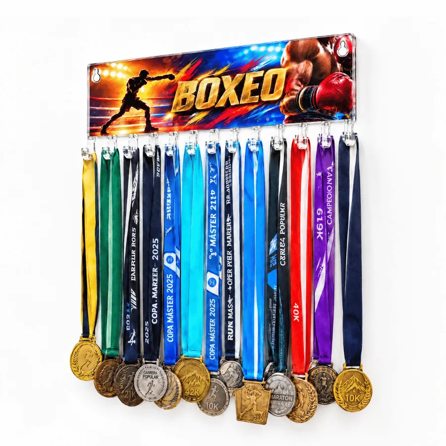 Medallero Boxeo - Colgador Porta Medallas de 36 x 14 cm - Hasta 30 Medallas