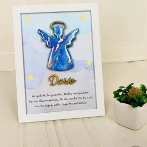 cuadro de angel de la guarda , con oración y nombre personalizado para niño 1